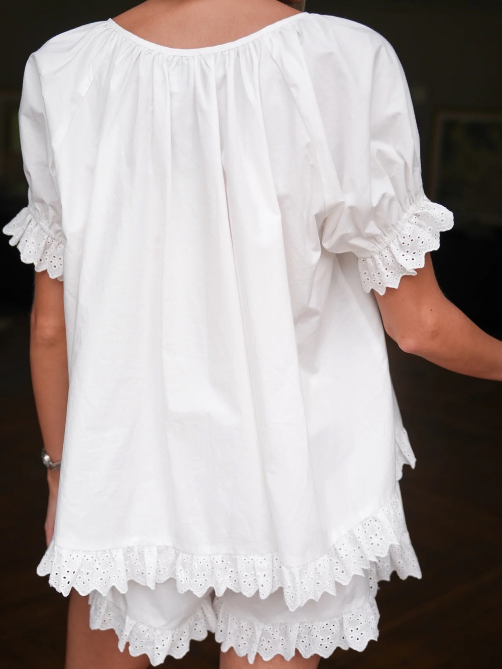 NWT Darling Loungewear The Flounce Set - White Eyelet L - Picture 6 of 11